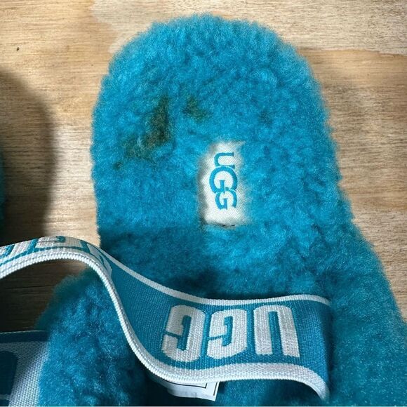 UGG Fluffy Teal Slippers Women’s Size 7 - Picture 6 of 7